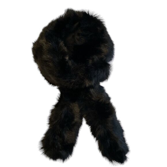 Faux Fur Soft Comfy Black Scarf Double Pull Through Scarf - Picture 1 of 5